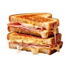 Wall Mural - Grilled ham and cheese sandwich, isolated on transparent background