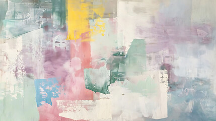 Wall Mural - abstract composition with pastel colors featuring a white wall as the main focus