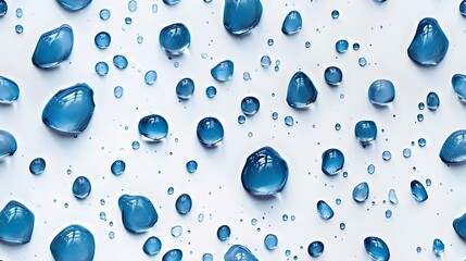 Fototapete - Captivating Droplets on Transparent Glass Surface with Refractions and Reflections