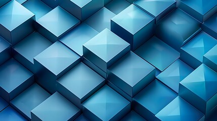Leinwandbilder - Captivating Geometric Kaleidoscopic Cubist Abstraction with Vivid Blue Polygon Shapes and Faceted Prism Angles