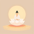 Meditating Buddha statue illustration - ai generative