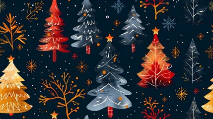 Poster - Cozy Winter Wonderland with Sparkling Festive Christmas Trees