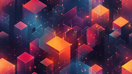 Aufkleber - Glowing Geometric Abstract Shapes Radiating Luminous Energy in a Visionary Digital Backdrop