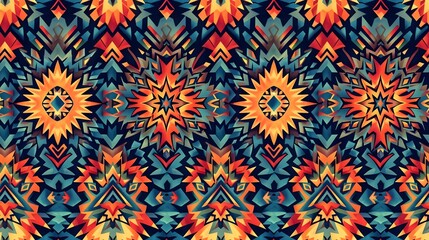 Poster - Intricate Kaleidoscopic Mosaic of Vibrant Geometric Patterns and Colors Captivating Digital Artwork with Mesmerizing Symmetry and Depth