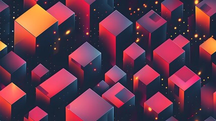 Aufkleber - Luminous Geometric Illusion Captivating Polygonal Patterns in Vibrant Colors Create a Striking Digital Artwork