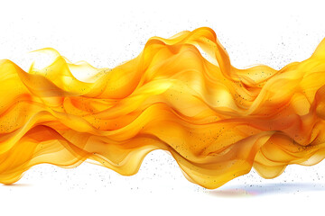 Wall Mural - Yellow watercolor wave abstract art on transparent background.