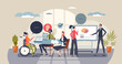 © VectorMine - Diversity and inclusion in workplace for fair social equality tiny person concept. Various ethnical, racial and gender groups for diverse business company vector illustration. Office community team.