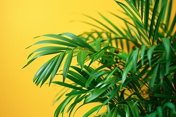 Wall Mural - a houseplant. palm tree on a yellow background