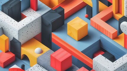 Aufkleber - Vibrant 3D Geometric Cube Arrangement in Minimalist Studio Setting