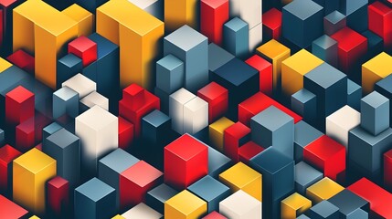 Leinwandbilder - Vibrant Abstract Geometric Cube Shapes Forming Dimensional Pattern Composition
