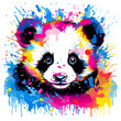 Cute baby panda face, full color, white background