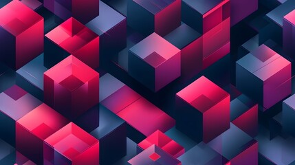 Fototapete - Vibrant Geometric Cubes and Prisms in Dynamic Abstract Composition