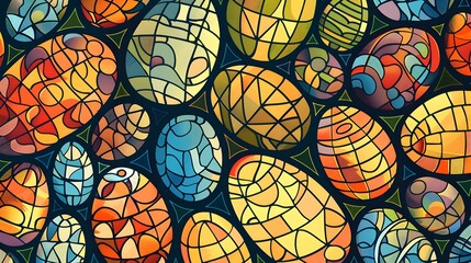 Leinwandbilder - Vibrant Kaleidoscopic Mosaic of Colorful Stained Glass Patterns in a Digital Art Design