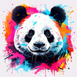 Picture of a brightly colored panda. The concept is cheerful, bright, and fun.