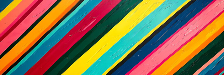 diagonal lines pattern in bright colors on a wall