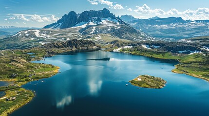 Wall Mural - Aerial view of the Snowy Range in Wyoming, USA, with its striking alpine landscapes and crystal-clear lakes, a hidden gem
