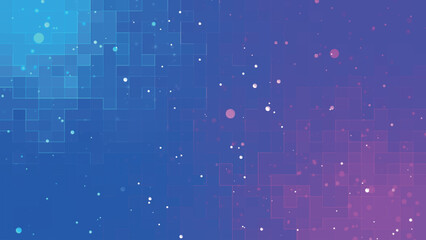 Leinwandbilder - Seamless abstract background of blue squares and bright particles. Abstract gradient background. Background for web design. Small square simple computer mosaic blocks. 3D vector