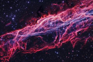 Wall Mural - Illustration of a space cosmic background of supernova ,red nebula and stars, glowing mysterious universe