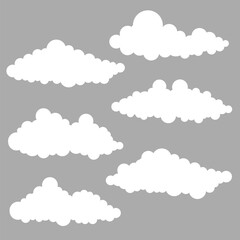 Aufkleber - Long white clouds set. Abstract white cloudy set isolated Vector illustration with Gray background