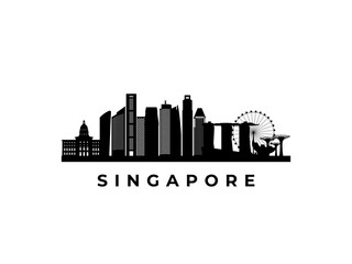 Sticker - Vector Singapore skyline. Travel Singapore famous landmarks. Business and tourism concept for presentation, banner, web site.