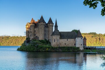 Wall Mural - view of the Castle of Val in Lanobre in early morning light