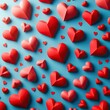 3D Red Hearts Floating on a Serene Blue Background.