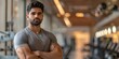 © Anastasiia - Indian man personal trainer at gym ready to coach fitness workout. Concept Fitness Training, Gym Workouts, Personal Trainer, Healthy Lifestyle, Wellness Coaching
