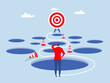 © TA design - Avoid pitfall Planning and obstacle avoidance concept, business failure, skill and creativity to solve problem  with many pitfalls to achieve business success vector