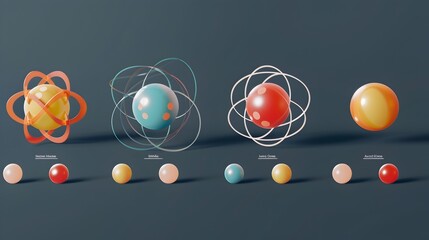Poster - Atomic Mass Variations Across Isotopes Illustrated in Minimalist Abstract Infographic description