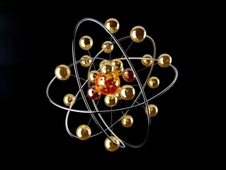 Poster - Detailed Visualization of a Nitrogen Atom s Nuclear Structure and Electron Arrangement