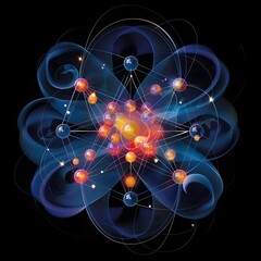 Poster - Electron Cloud Model Diagram Illustrating Atomic Structure and Probability Distribution