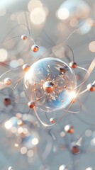 Poster - Captivating Depiction of a Hydrogen Atom in Intricate Digital Rendering