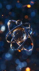 Poster - Visualization of a Hydrogen Atom s Atomic Structure with Glowing Electron Orbits