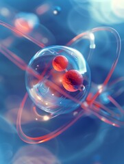Poster - Detailed Diagram of Helium Atom Structure with Electrons and Protons