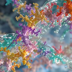 Poster - Colorful visualization of a micelle structure showing the arrangement of lipid molecules in aqueous