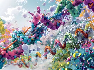 Poster - Captivating DNA Replication Visualized in Vibrant Surreal