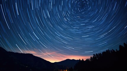 Close-up of star trails in the night sky