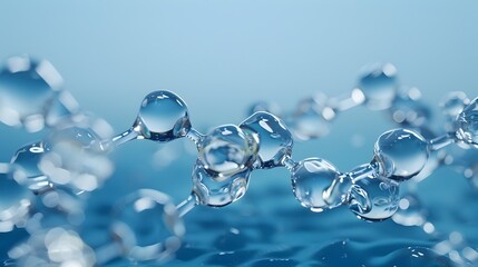 Poster - Water Molecule Structure with Bent Shape and Polar Covalent Bonds in 3D Rendered