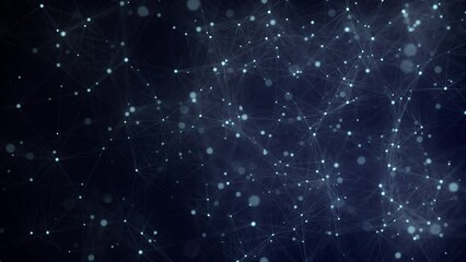 Poster - network connection structure. abstract blue background with moving dots, lines and triangles. futuri