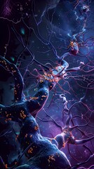 Poster - synapse anatomy diagram showcasing effects of insulin on dendritic spine morphology and pruning