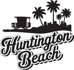 Wall Mural - Huntington Beach Skyline Silhouette