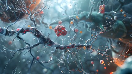 Poster - Digitally Rendered Diagram of Insulin Neuroprotective Pathways