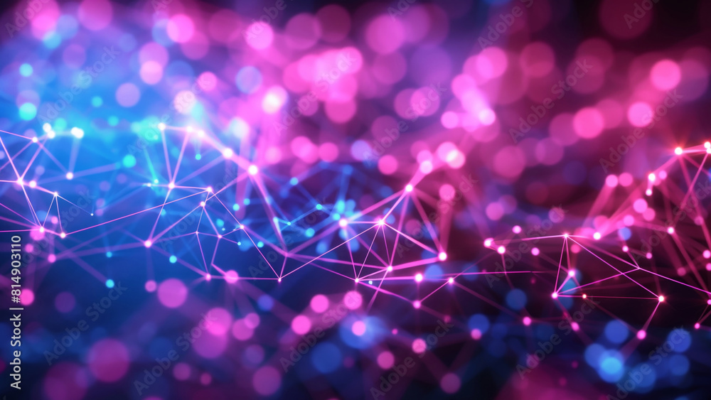 Vivid Abstract Network Concept With Bokeh Lights and Digital ...
