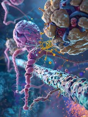 Poster - Detailed Molecular Model Depicting Insulin and Neurotransmitter Receptor Interactions in the Brain