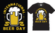International Beer Day vector clip art, banner, poster with lettering cheers. Beer mugs vector art illustration t shirt design