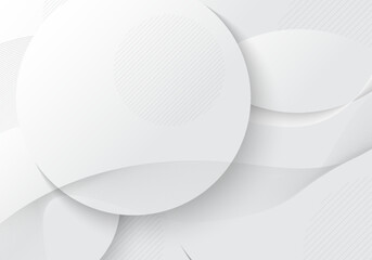 Fototapete - Abstract gradient white and grey template decoration artwork, overalp with mesh stripe wavy artwork background.