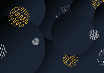 Fototapete - Abstract of dark gradient blue circle pattern template decoration design with free artwork style.