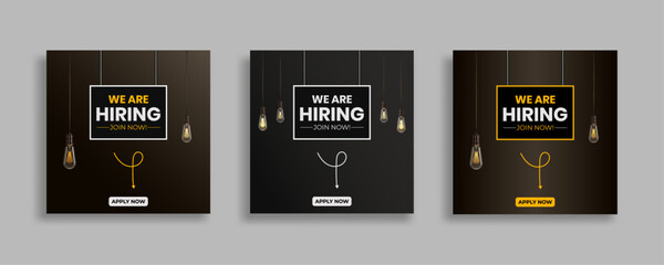 Wall Mural - We are hiring job vacancy social media post or square web banner template vector design