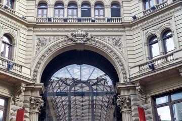 detail of the facade of old building