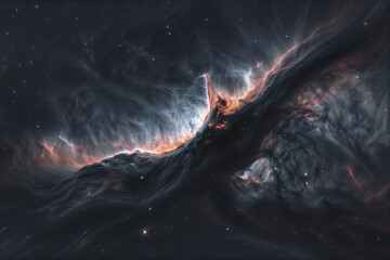 Wall Mural - illustration of a space cosmic background of supernova ,red nebula and stars, glowing mysterious uni